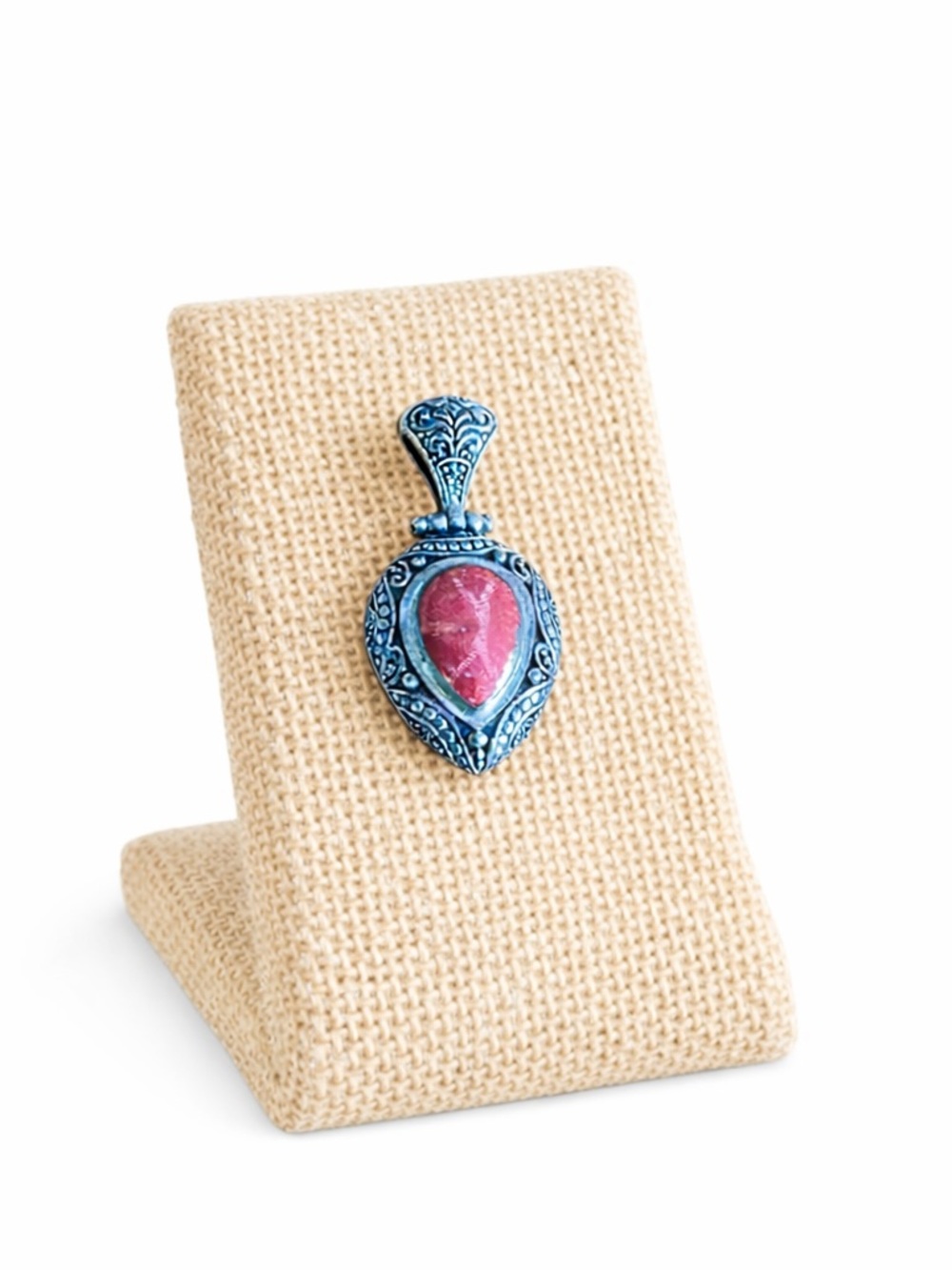 Vintage Raw Ruby & Silver Pendant